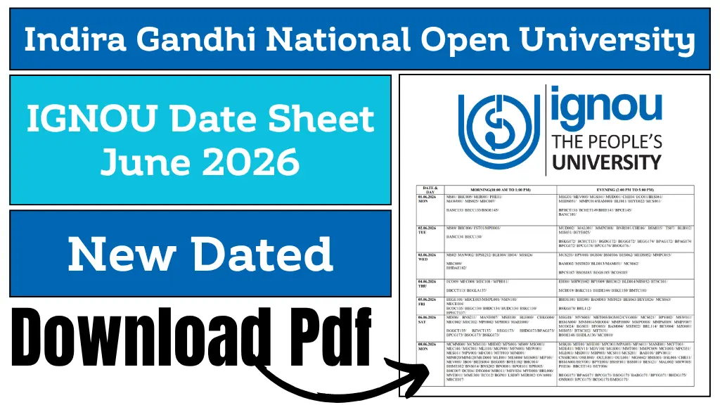 IGNOU Date Sheet June 2026